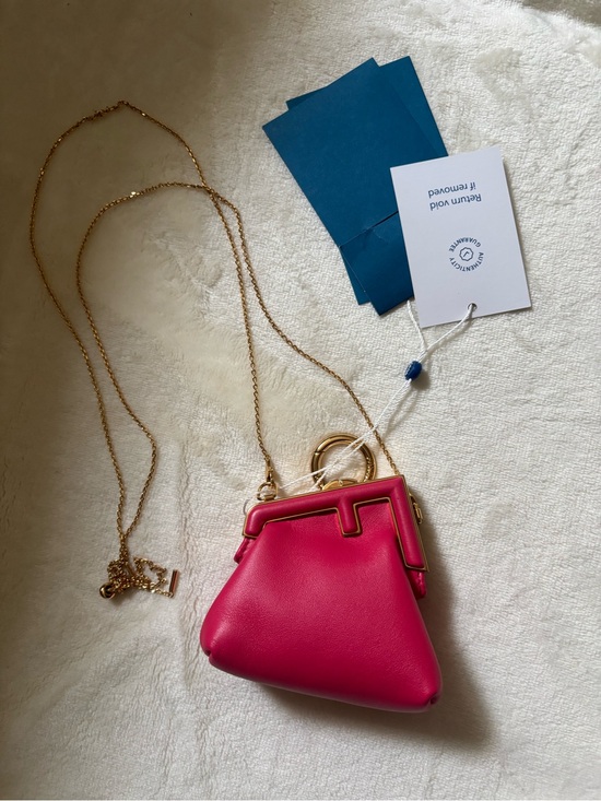 Fendi Handbags - Fendi Pink Mini Baguette-Style Crossbody with Gold Hardware
